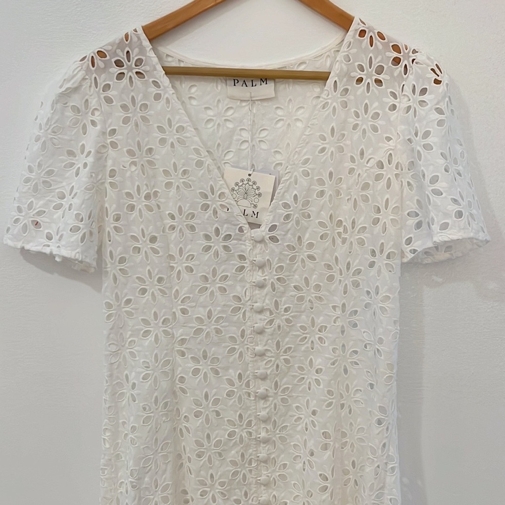 PALM Sophia Button Up White Eyelet Dress Coverup NWT - Picture 6 of 16